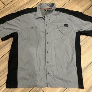 Harley Davidson Shirt Mens 2XL Gray Button Up Short Sleeve Shirt